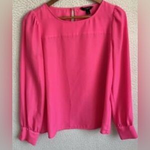 J. Crew Hot Pink Long Sleeve Blouse